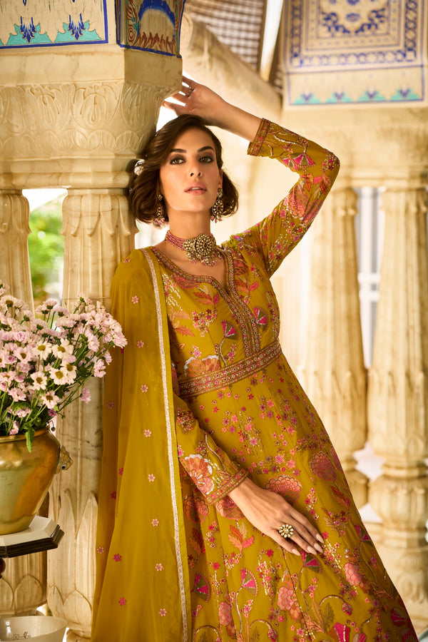Zeelmeel Readymade Georgette Anarkali Gown with Dupatta