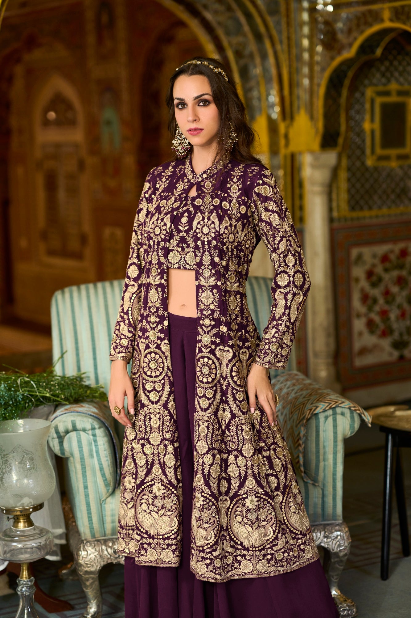 Tulua Readymade Georgette Sharara Set With Shrug