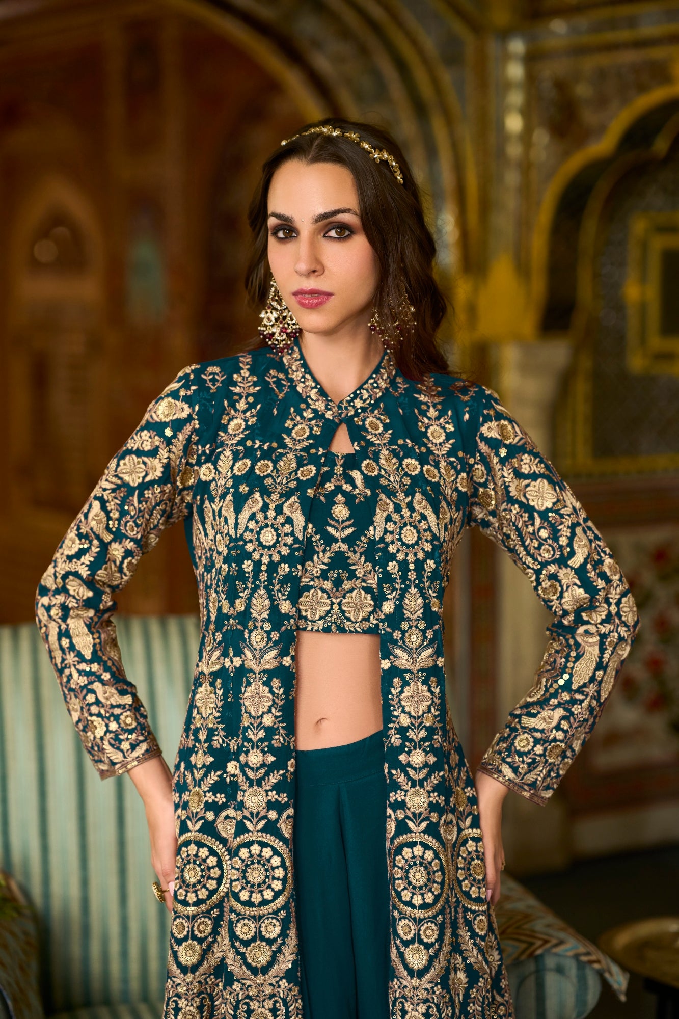 Tulua Readymade Georgette Sharara Set With Shrug