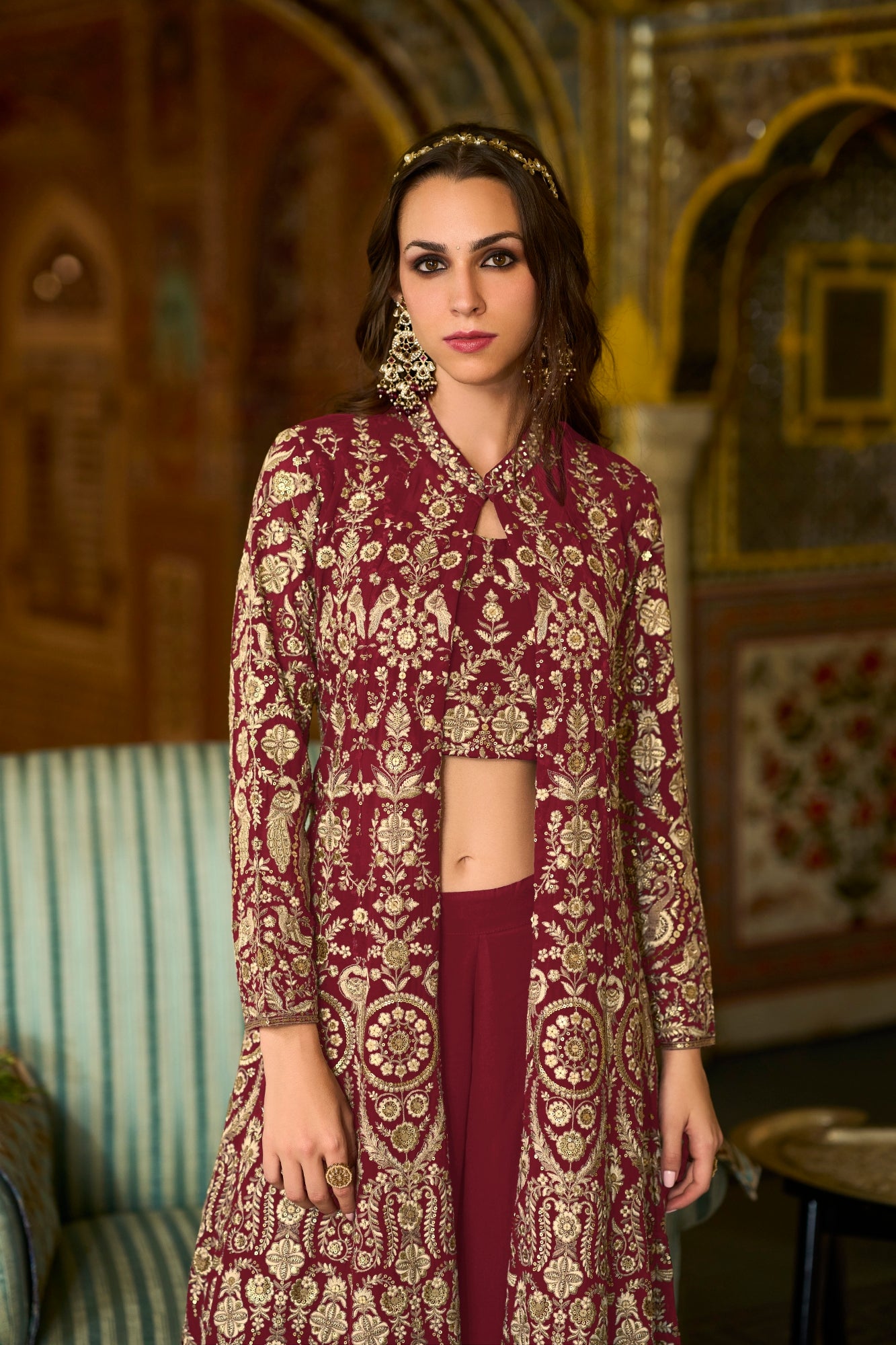 Tulua Readymade Georgette Sharara Set With Shrug