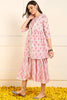 Pink Cotton Floral Printed Fit And Flare Ethnic Style Dress With Shrug JPD1002PNK