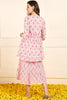 Pink Cotton Floral Printed Fit And Flare Ethnic Style Dress With Shrug JPD1002PNK