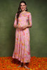 Pink Silk Blend Floral Embroidered Maxi Ethnic Dress With Longline Shrug JPD1003PNK