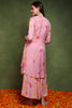 Pink Silk Blend Floral Embroidered Maxi Ethnic Dress With Longline Shrug JPD1003PNK