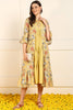 Yellow Cotton Solid Embroidered Fit And Flare Ethnic Style Dress With Shrug JPD1004YLW