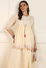 Cream Cotton Solid Empire Ethnic Style Dress With Shrug JPD1005CRM