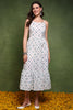 White and Blue Cotton Ethnic Motifs Printed Maxi Ethnic Dress With Longline Shrug JPD1007BLU