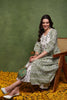 White and Olive Cotton Ethnic Motifs Printed Maxi Ethnic Dress With Longline Shrug JPD1007OLV