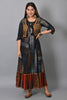 Blue Viscose Rayon Abstract Printed A-Line Kurta With Overcoat JPK1001BLU