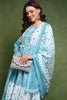 Blue and White Pure Cotton Ethnic Motifs Printed Anarkali Suit Set JPSKD1001BLU