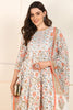 White and Peach Cotton Floral Printed Embroidered Anarkali Suit Set JPSKD1009PCH