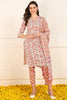 Pink Cotton Floral Printed Straight Suit Set JPSKD1014PNK