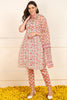 Pink Cotton Floral Printed Straight Suit Set JPSKD1014PNK