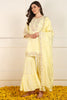 Yellow Silk Blend Embroidered Straight Suit Set JPSKD1021YLW