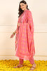 Pink Pure Cotton Floral Embroidered A-Line Suit Set JPSKD1025PNK