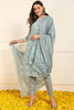 Green Pure Cotton Floral Embroidered Straight Suit Set JPSKD1032GRN