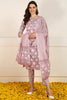 Pink Cotton Floral Printed Straight Suit Set JPSKD1034PNK