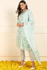 White Pure Cotton Floral Printed Straight Suit Set JPSKD1036GRN