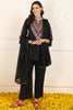 Black Cotton Embroidered Straight Suit Set JPSKD1039BLK