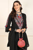 Black Cotton Embroidered Straight Suit Set JPSKD1039BLK