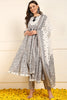 Grey Pure Cotton Ethnic Motifs Printed Anarkali Suit Set JPSKD1041GRY