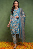 Blue Pure Cotton Floral Printed Straight Suit Set JPSKD1047BLU