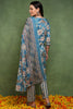 Blue Pure Cotton Floral Printed Straight Suit Set JPSKD1047BLU