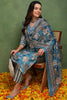 Blue Pure Cotton Floral Printed Straight Suit Set JPSKD1047BLU