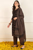 Brown Cotton Ethnic Printed A-Line Suit Set JPSKD1048BRN