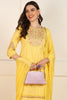 Yellow Cotton Embroidered Straight Suit Set JPSKD1052YLW