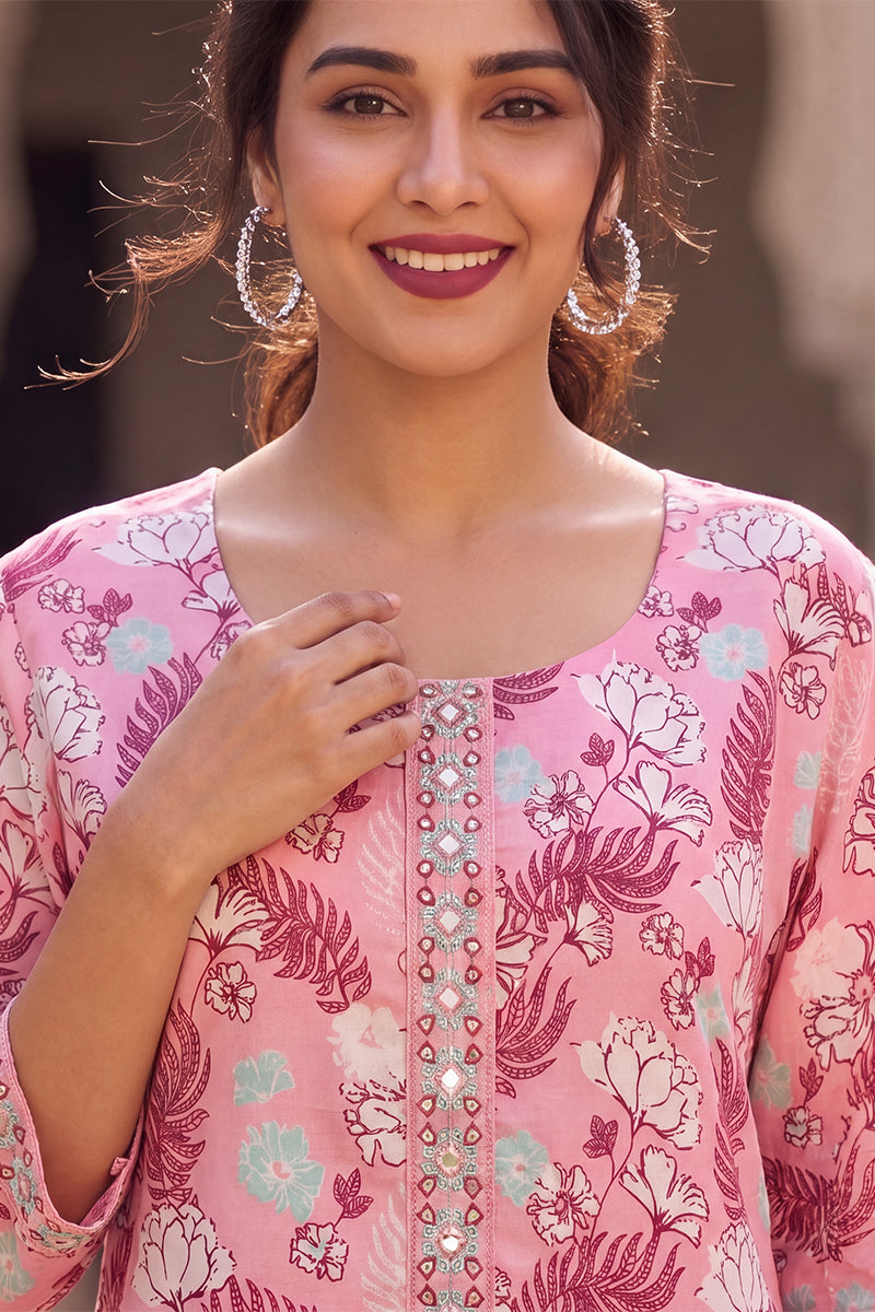 Floral Rayon Printed Kurta with Trouser Set LPKSET1001