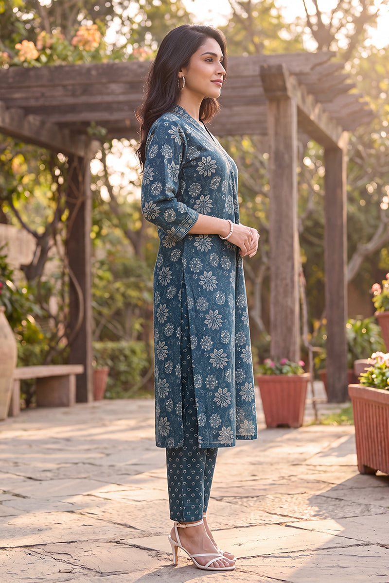 Floral Printed Kurta with Trouser Set LPKSET1002