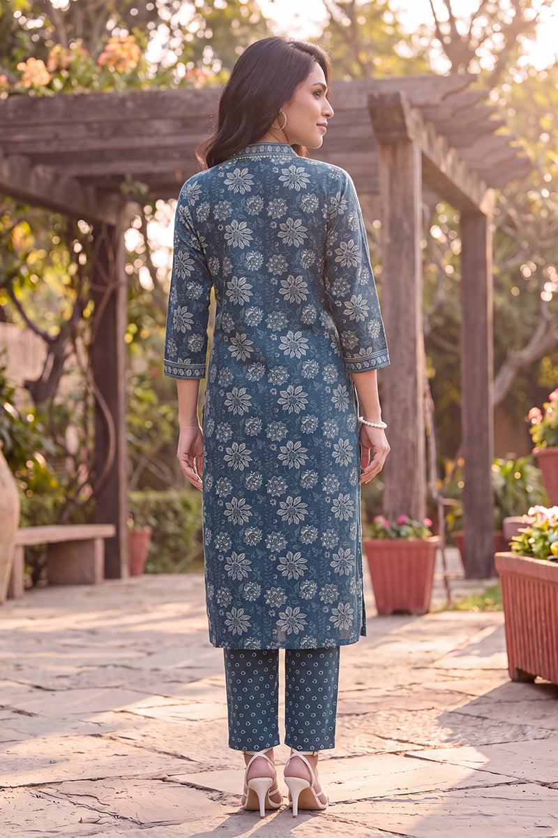 Floral Printed Kurta with Trouser Set LPKSET1002
