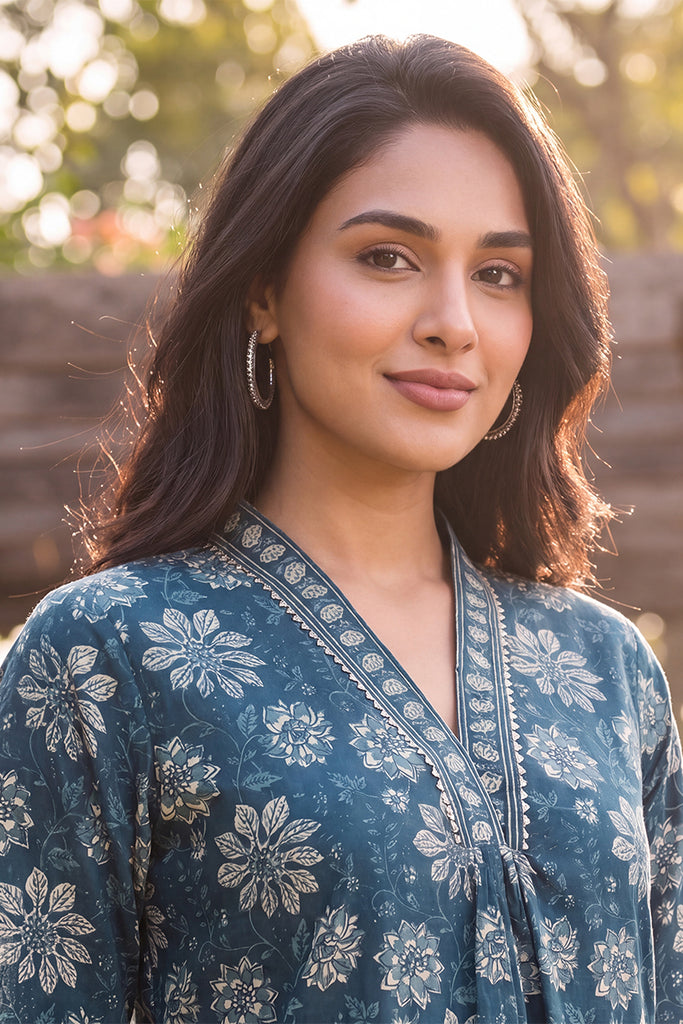 Floral Printed Kurta with Trouser Set LPKSET1002