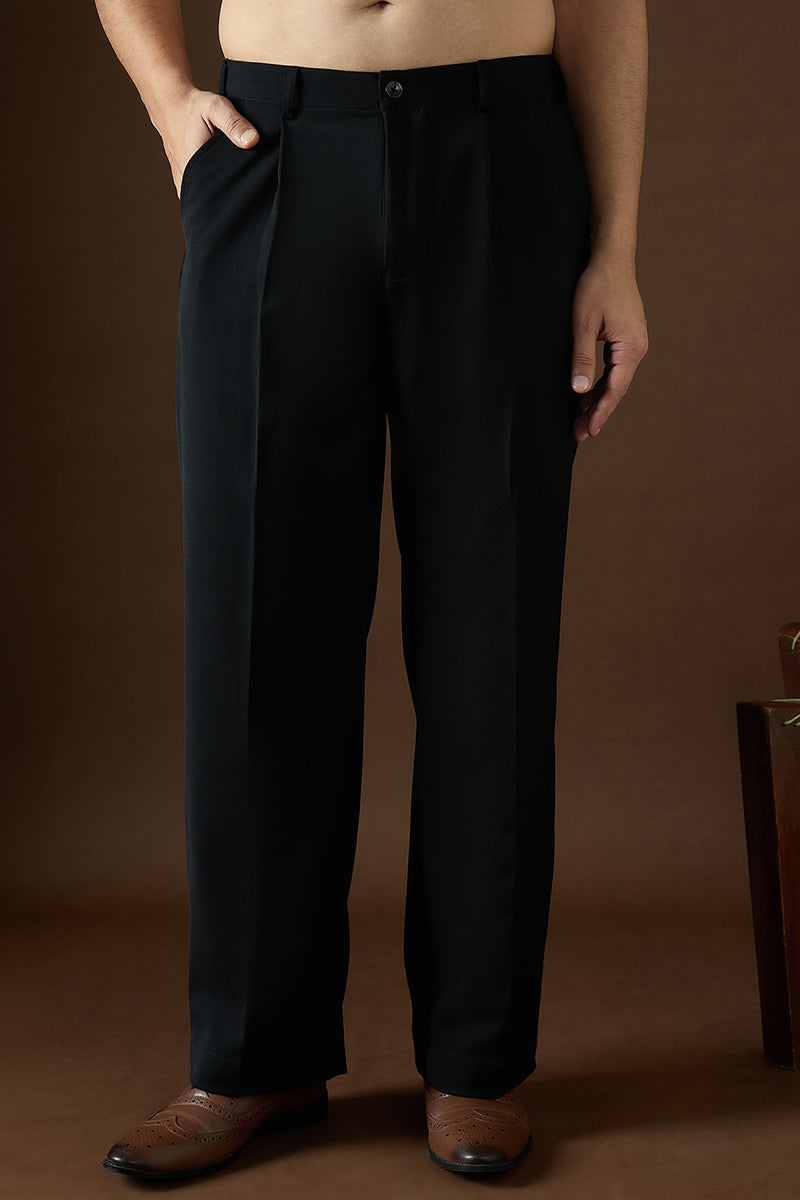 Black Modal Solid Regular Korean Pant MBOT1005