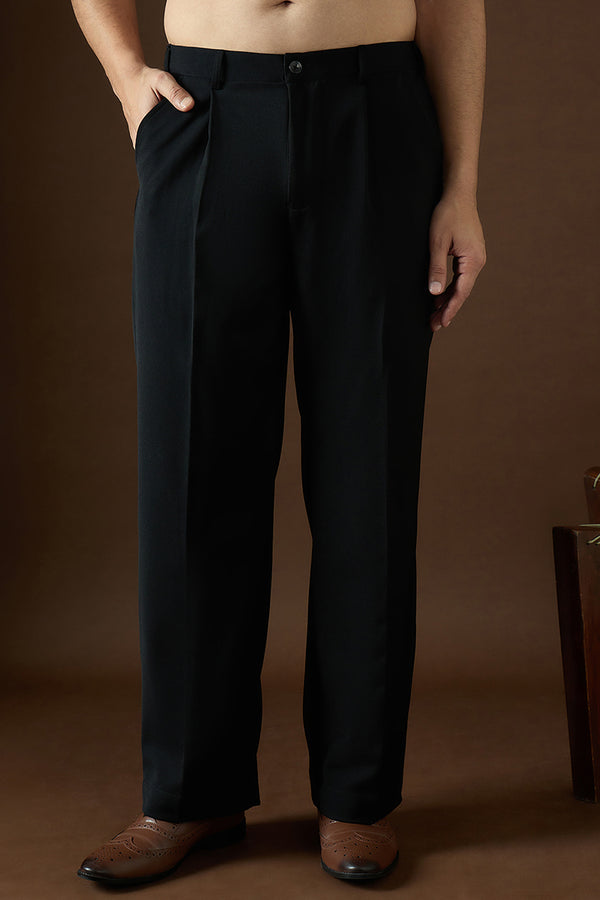 Black Modal Solid Regular Korean Pant MBOT1005