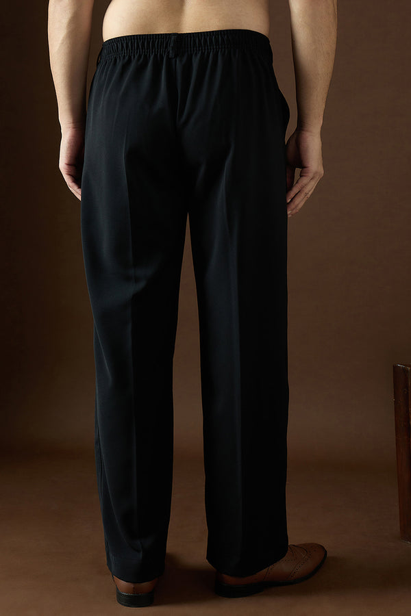 Black Modal Solid Regular Korean Pant MBOT1005