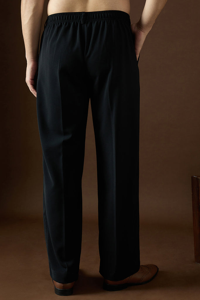 Black Modal Solid Regular Korean Pant MBOT1005