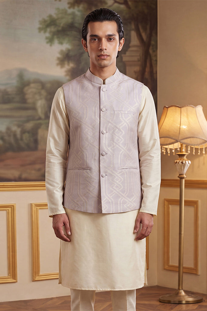 Lavender Jacquard Woven Design Solid Koti MKOT1022
