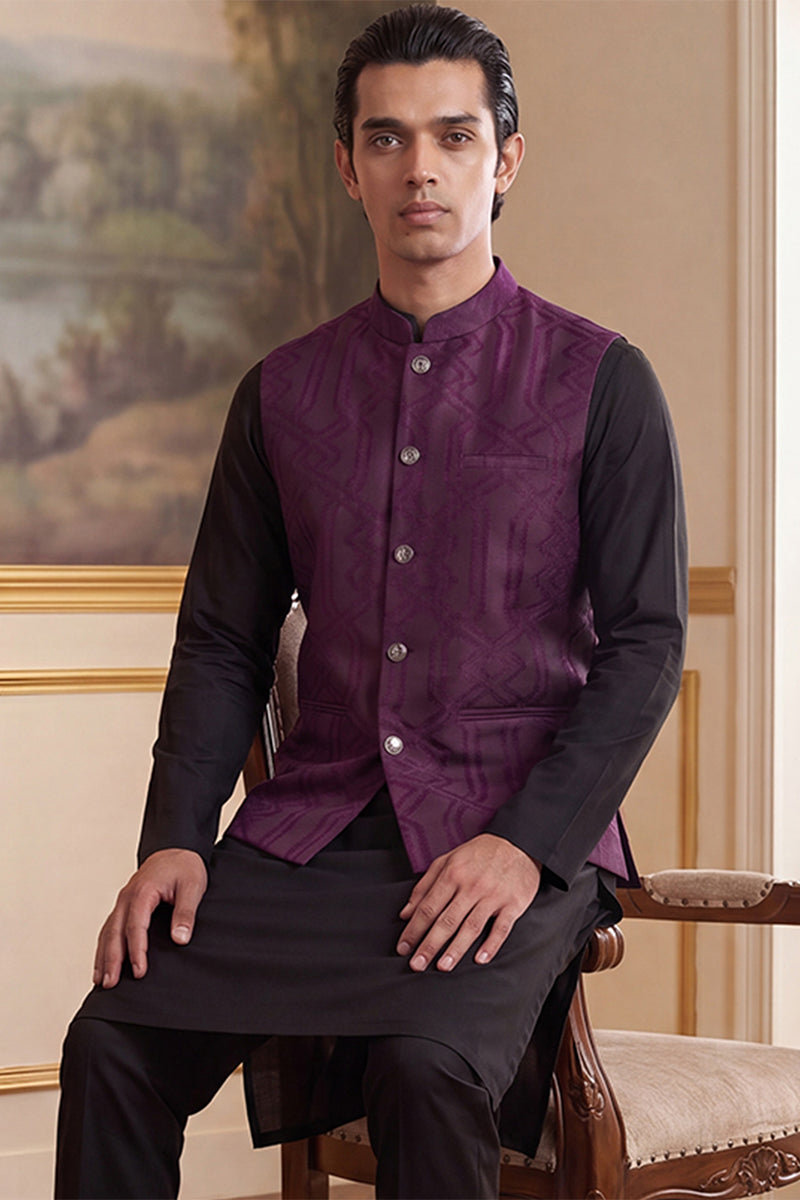 Purple Jacquard Woven Design Solid Koti MKOT1030