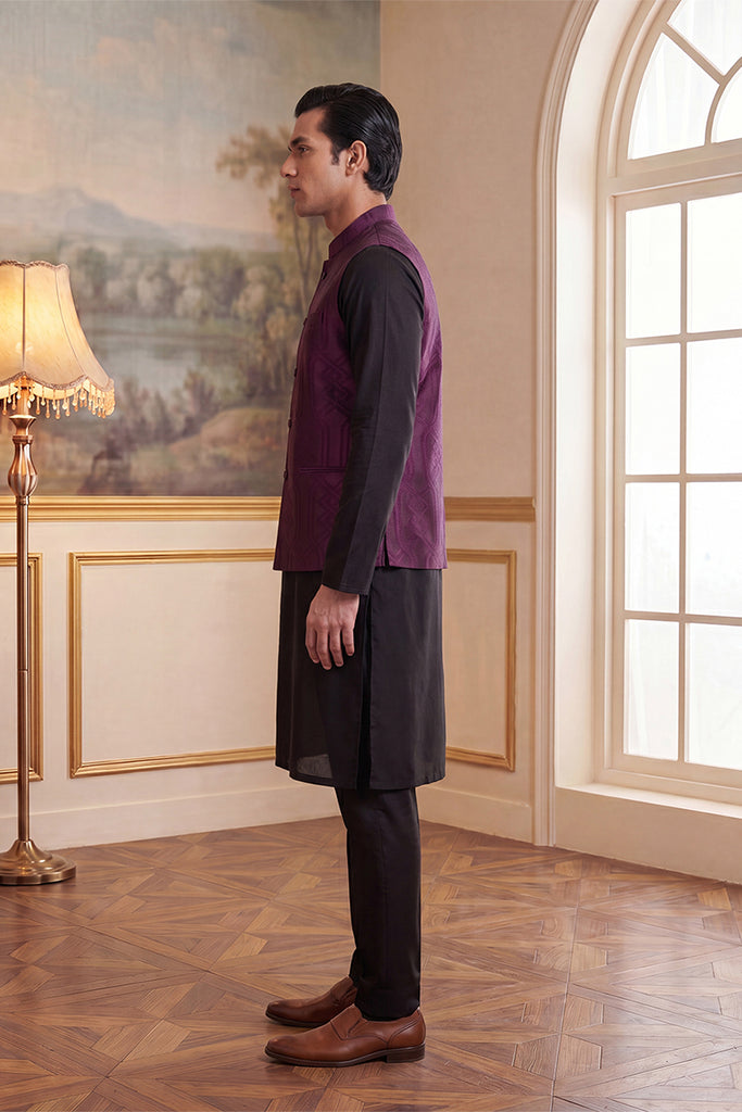 Purple Jacquard Woven Design Solid Koti MKOT1030
