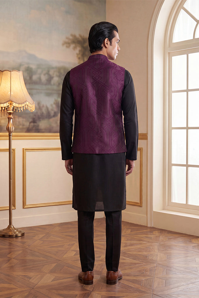 Purple Jacquard Woven Design Solid Koti MKOT1030