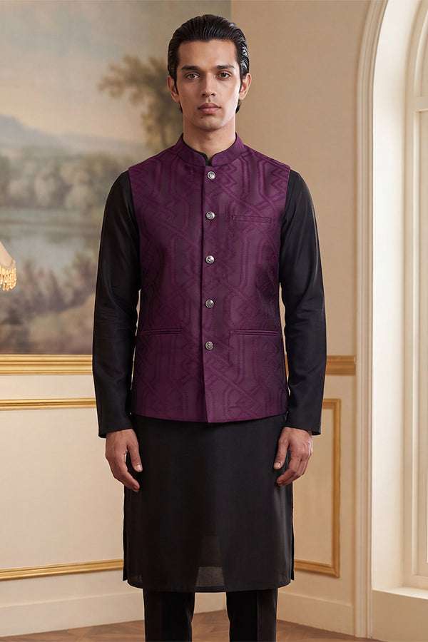 Purple Jacquard Woven Design Solid Koti MKOT1030