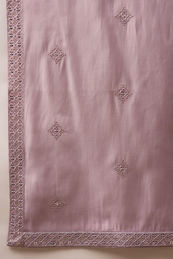 Lavender Silk Blend Embroidered Straight Kurta Trouser with Dupatta MKPD1002