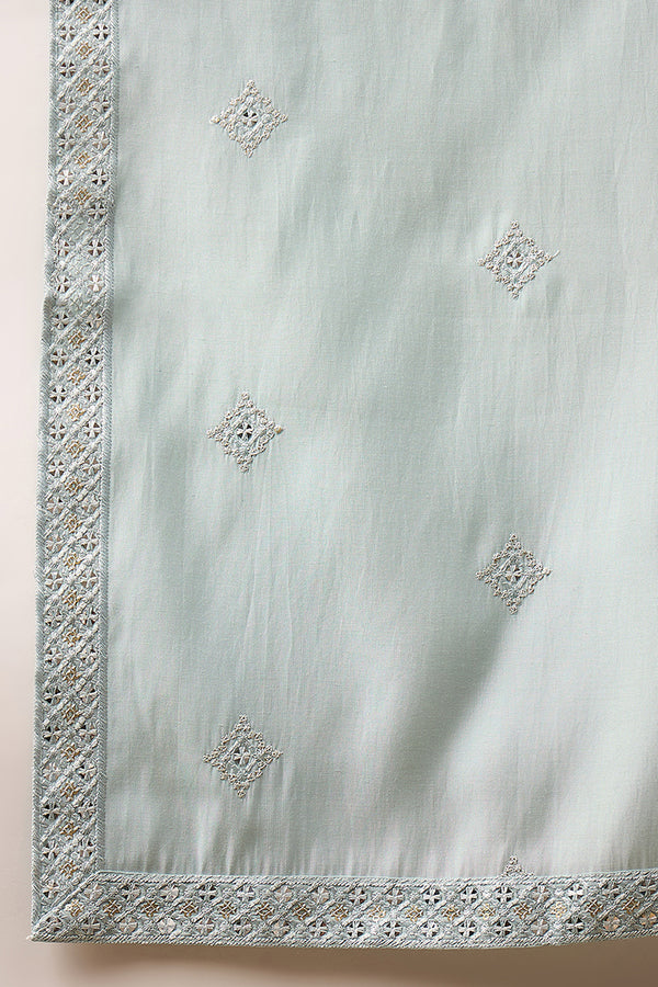 Blue Silk Blend Embroidered Straight Kurta Trouser with Dupatta MKPD1007