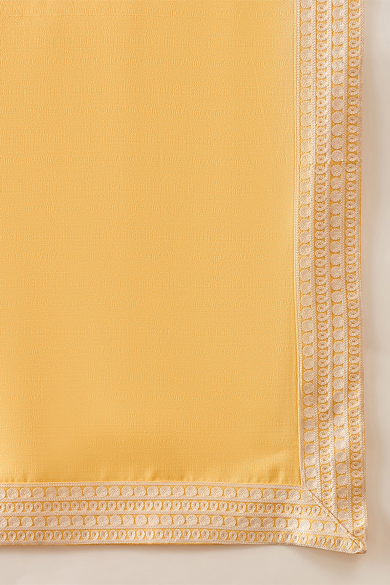 Yellow Silk Blend Woven Design Floral Straight Kurta Sets MKPD1037