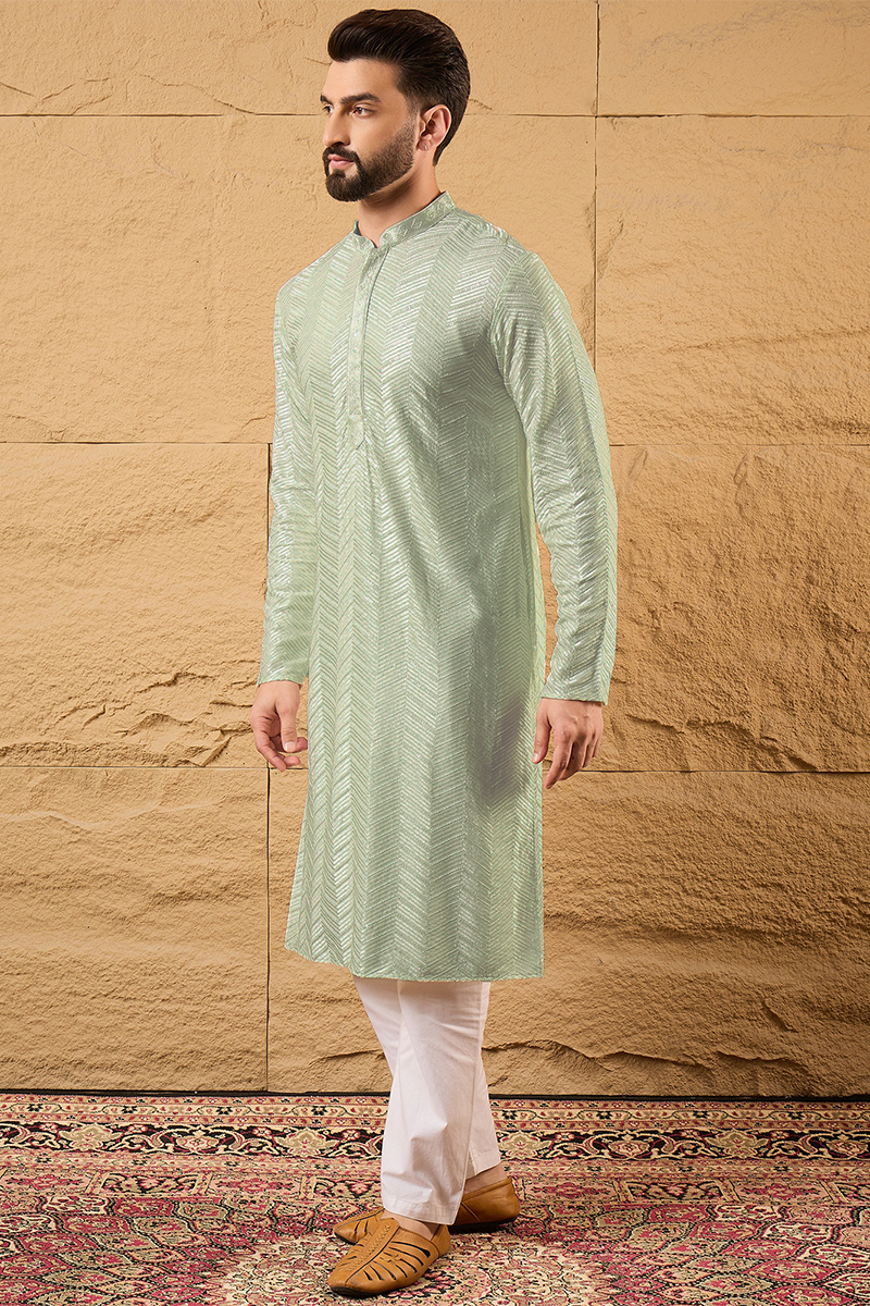 Green Viscose Rayon Solid Embroidered Straight Kurta with Trousers MKSET1109