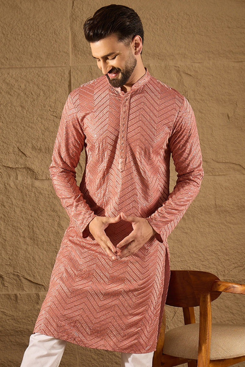 Pink Viscose Rayon Solid Embroidered Straight Kurta with Trousers MKSET1201