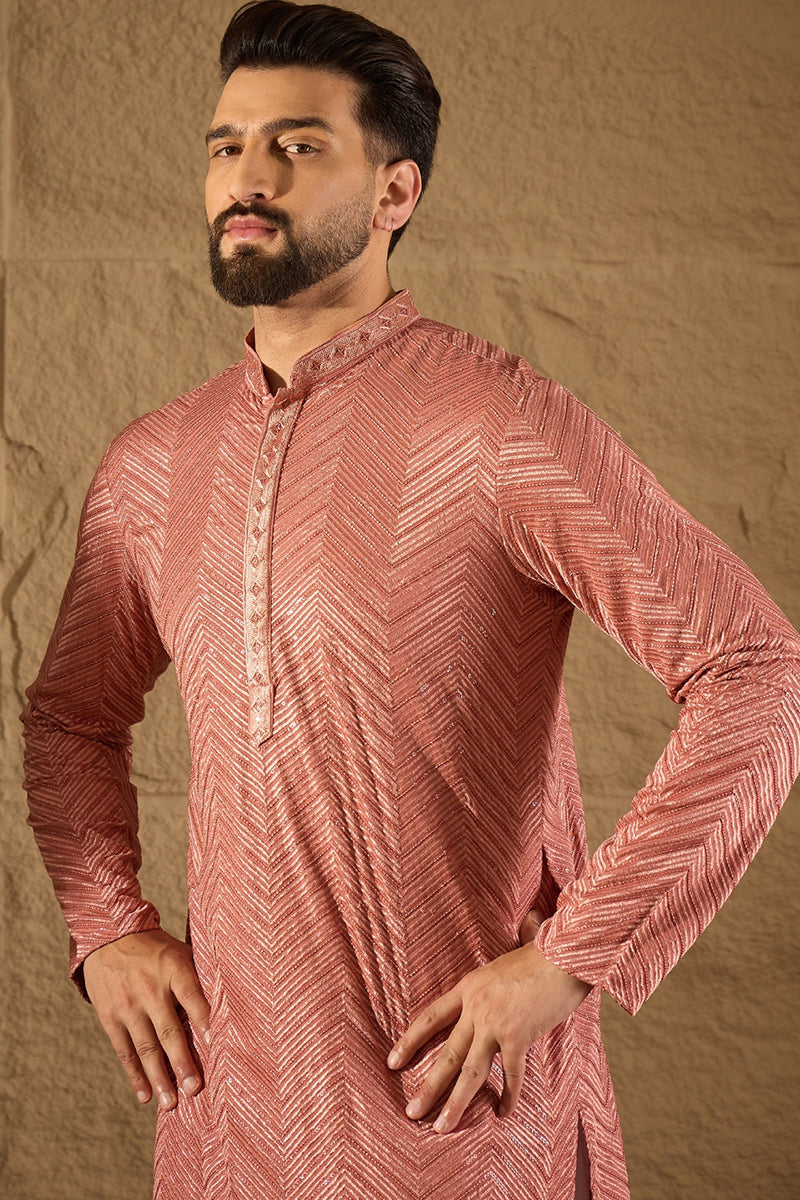 Pink Viscose Rayon Solid Embroidered Straight Kurta with Trousers MKSET1201