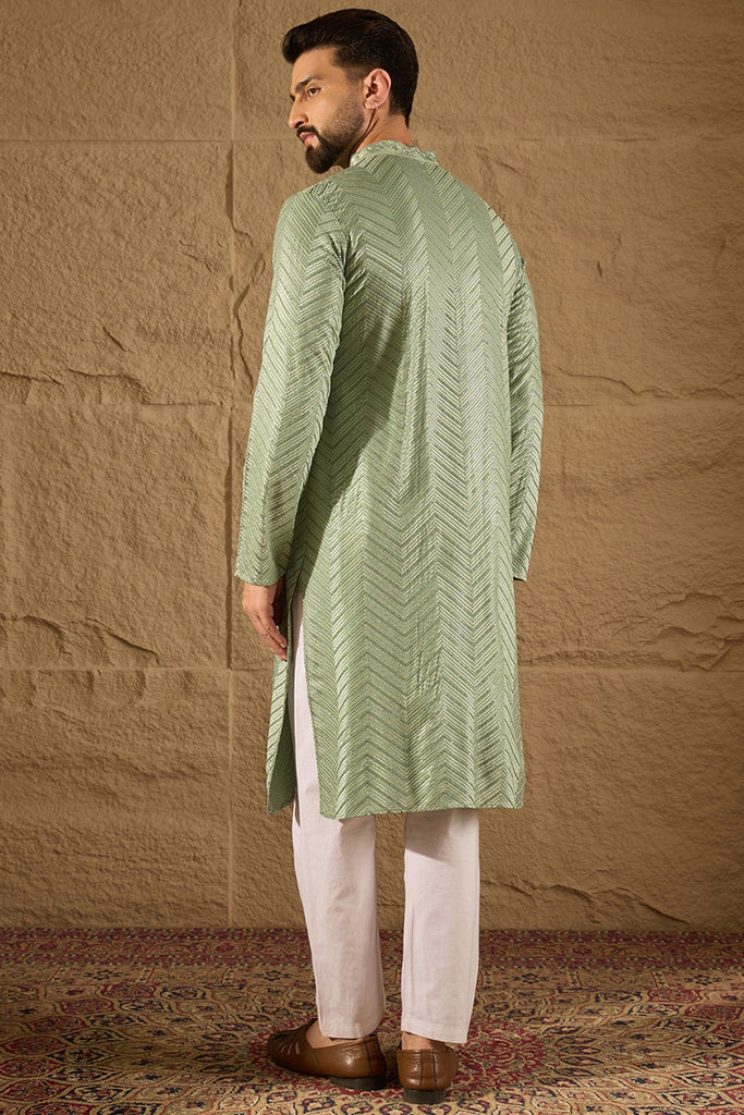 Green Viscose Rayon Solid Embroidered Straight Kurta with Trouser MKSET1203